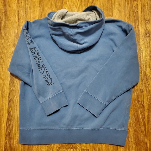Vintage‎ Nike Hoodie Sweatshirt Boys Medium Blue Distressed Big Swoosh Y2K - Picture 8 of 12